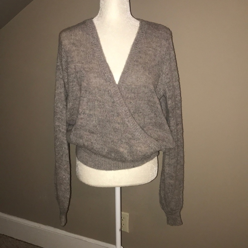 Free people gray and light pink sweater